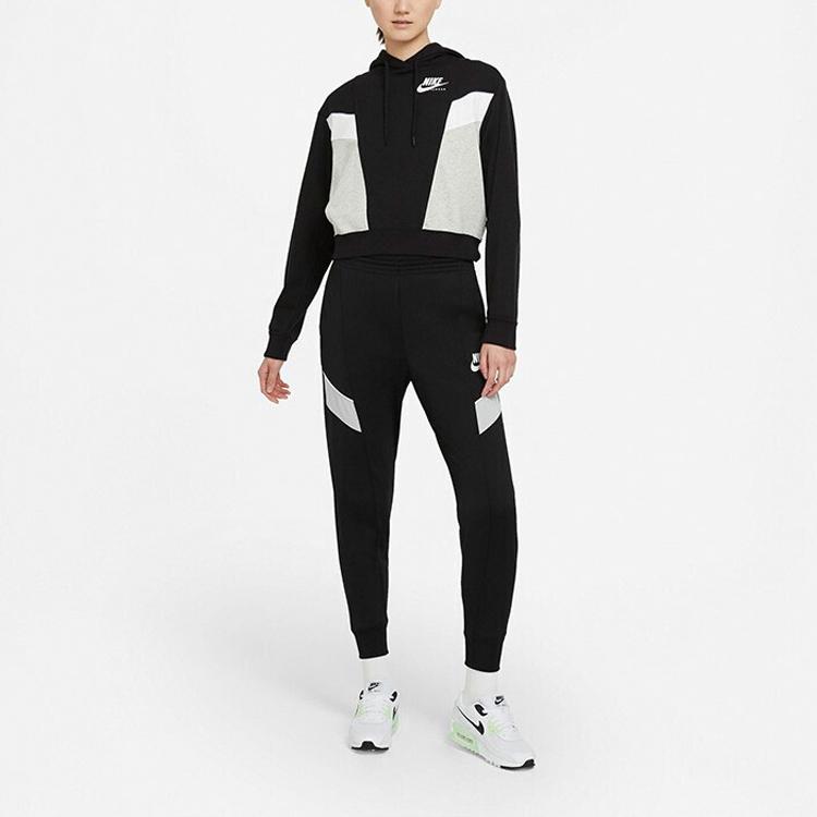 Nike Color Block Casual Breathable Knitted Hoodie Women hoodies Black White CZ8605-010