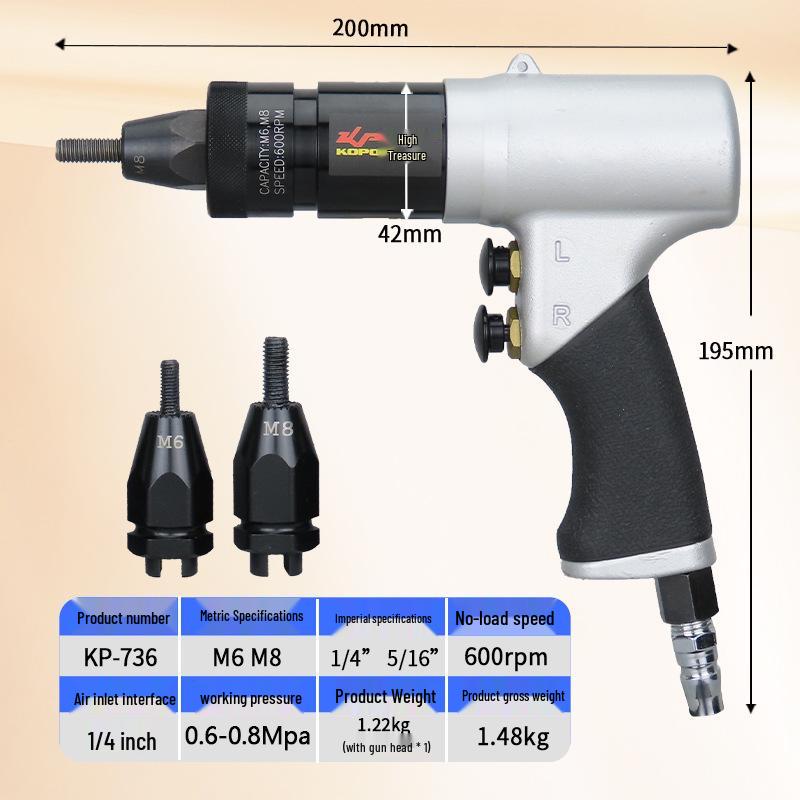 Gaobao M5-M10 Industrial Pneumatic Rivet Nut Gun with Self-Locking Head