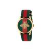 G-Timeless Series Watch Quartz Movement Nylon Strap Red Dial Bee Embroidery Red Green Striped Color Block Unisex Watches YA126487B