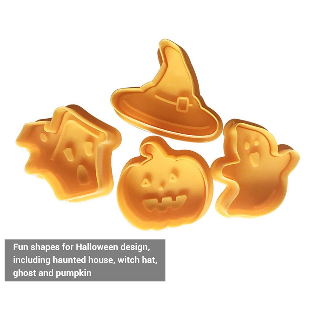 1 Set Biscuit Molds Lovely Halloween Themed Party Supplies Plastic Embossed Mould Special-shaped Easy To Clean Cookie Cutter