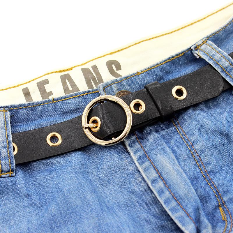 Women'S Decorative Hollow Round Buckle Belt Women'S Skirt Steam Eye Hole Jeans Belt