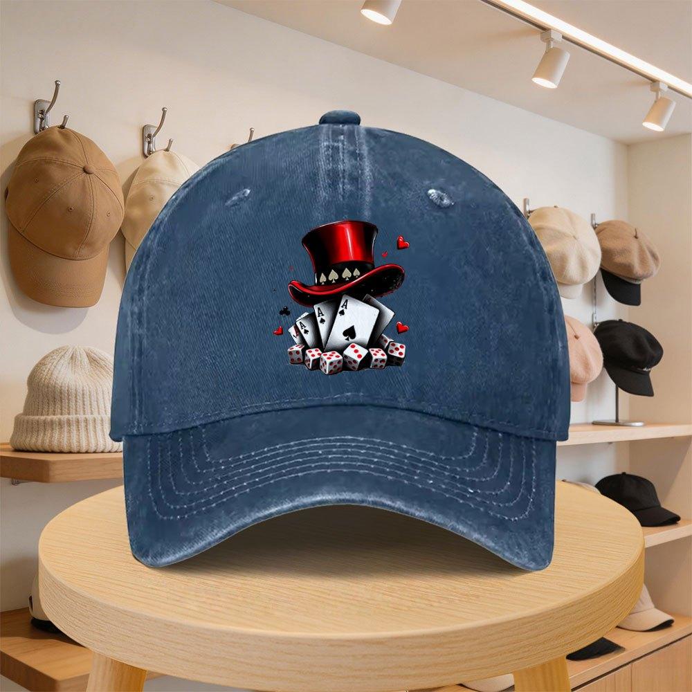 Unisexs Poker Dice Baseball Cap Adjustable Casual Duckbill Hat for SpringAutumn Beach Travel Unisex Fashion Cap