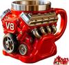Retro Engine Coffee Mug, V8 Engines Stainless Steel Cup, Personalized Double Wall Insulation Car Mug with Handle Perfect for Father's Day, Christmas