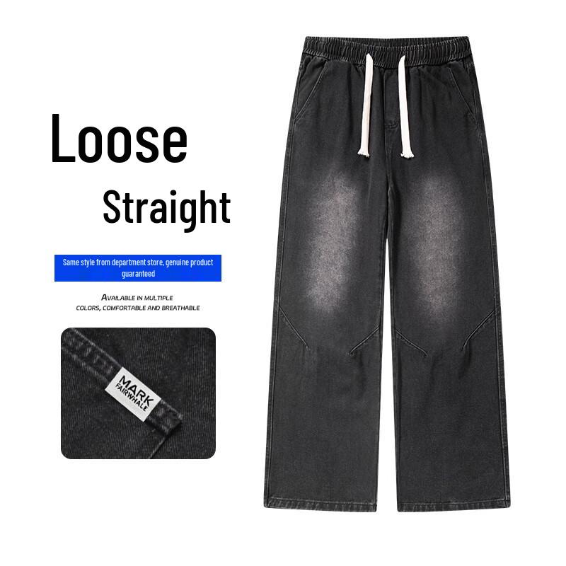 

Mark Fairwhale Men s American Retro Loose Straight Denim Jeans M