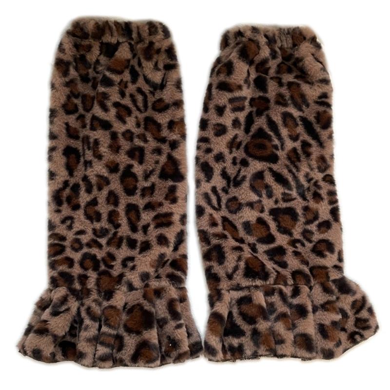 Leopard Leg Warmers Japanese JK Lolita Socks Fur Sets Ankle Winter Leg Warmers