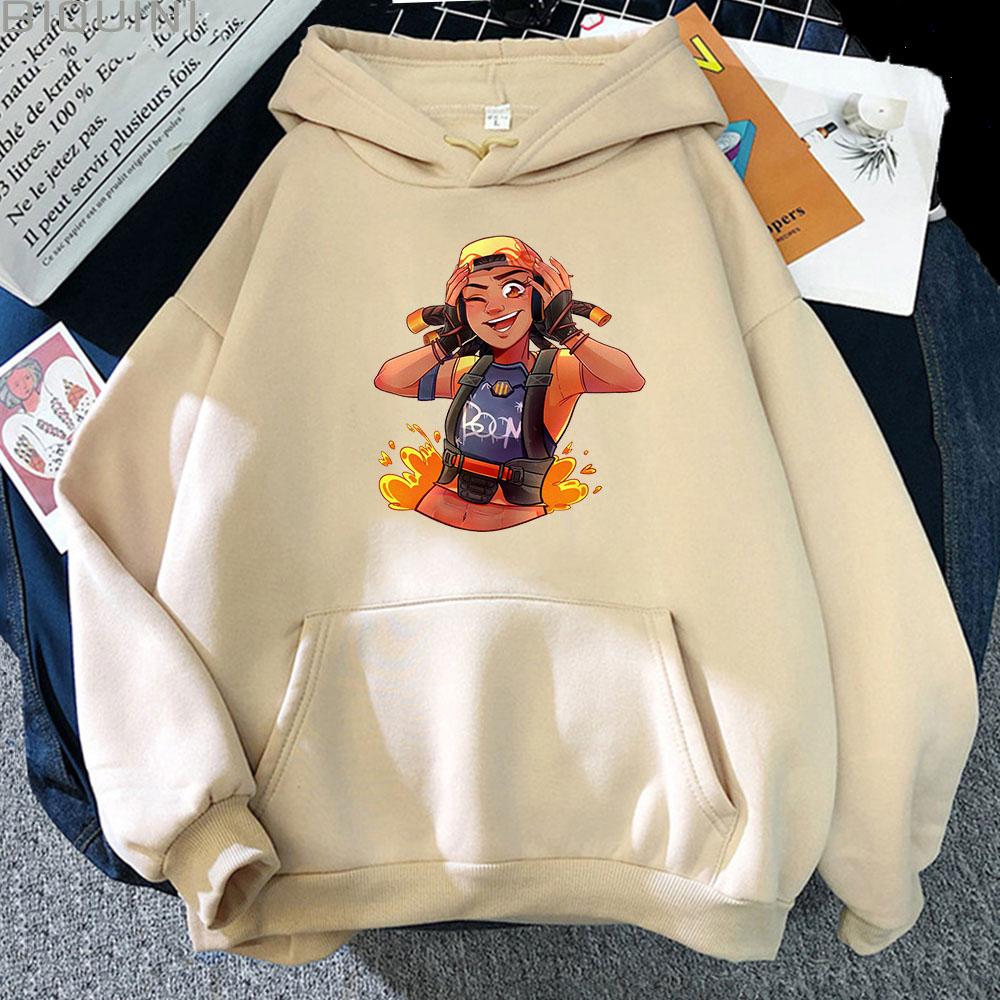 Cartoon Game Raze VALORANT Hoodies Men Streetwears Grunge Korean Hip Hop Autumn Winter Anime Loose Sweatshirts Women Boys Unisex