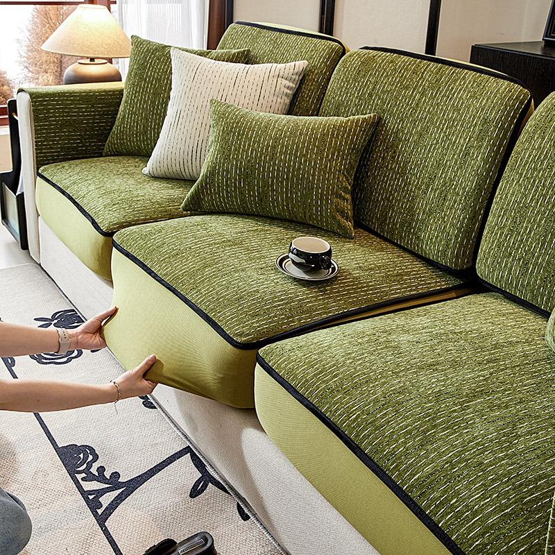 

Чехлы для диванов в полоску из шенилла, мягкие короткие плюшевые чехлы для дивана, украшения гостиной, современный универсальный эластичный чехол 35x70cm(Backrest)