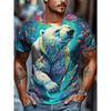 Fashion Men's Crew Neck Short Sleeve T-Shirt 3D Color Printing Summer Crew Neck T-Shirt