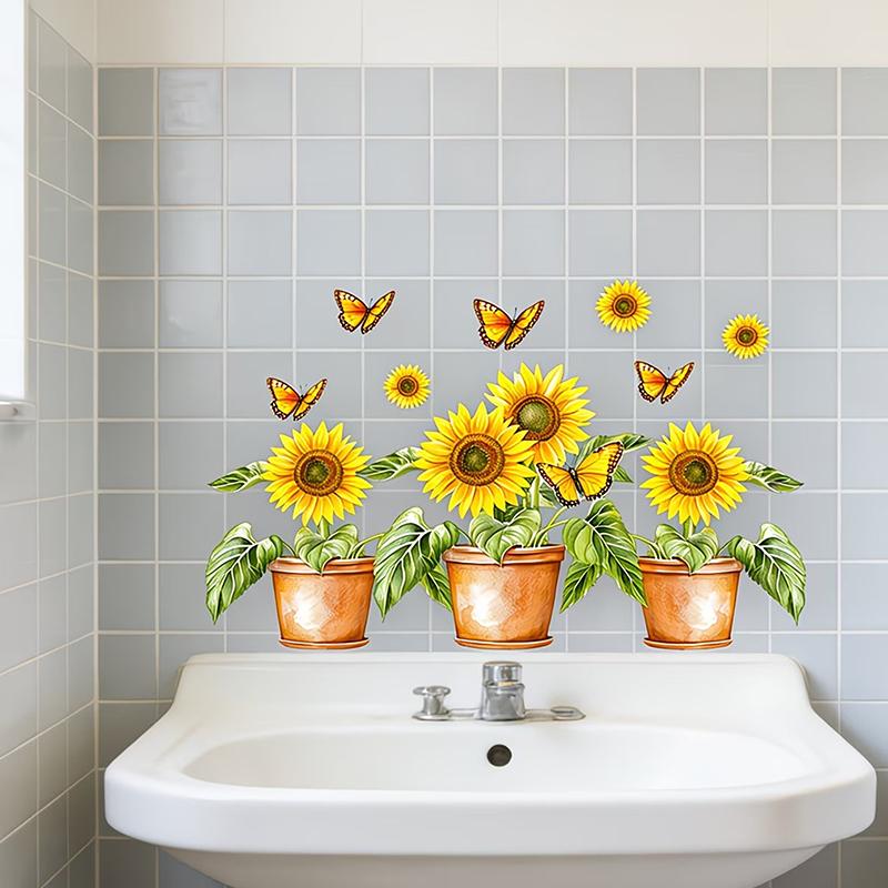 Blumen Wandaufkleber Abnehmbar Selbstklebend Badezimmer Aufkleber Küchenspüle Rückwand Dekoration Fliesen Aufkleber