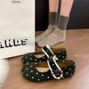 Polka dot Mary Jane women's shoes autumn and winter new one-word strap flat-soled single shoes retro soft-soled shallow-mouth single shoes