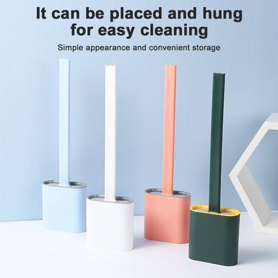 Conjunto de Escovas de Limpeza Criativa para Banheiro Escova de Vaso Sanitário de Silicone com Suporte