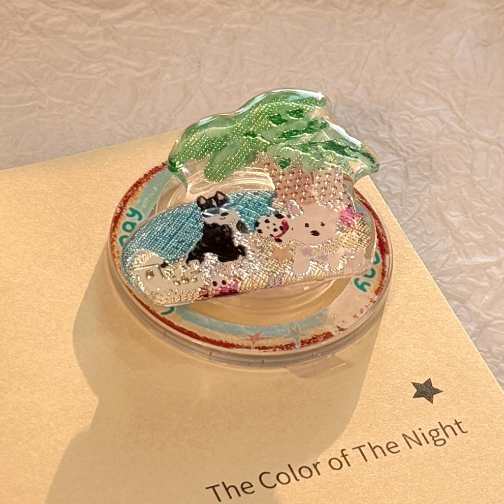 Suitable for Gilded Color Illustrations Magsafe Magnetic Stand Personalized Cartoon Phone Airbag Stand Retractable and Portable