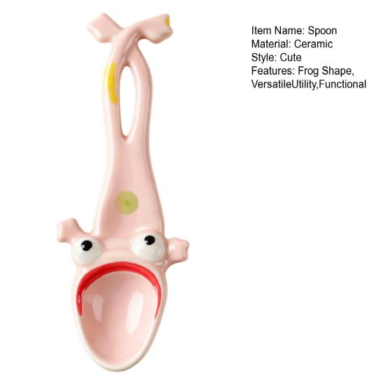 1/2Pcs Ugly Big Mouth Frog Ceramic Spoon Long Leg Frog Spoon