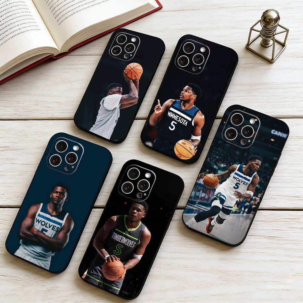 A-Anthony Edwards Phone Case For iPhone 17,16,15,14,13,12,11 Plus,Pro Max,XS,Soft Silicone Black Cover