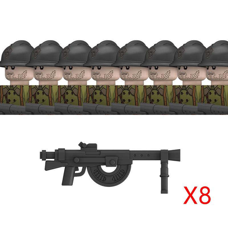 Non-Toxic Ww2 French Military Soldeirs Building Blocks Italy Warrior Italian Infantry Officer Gun Helmet Army War Weapon Bricks Toys Gift