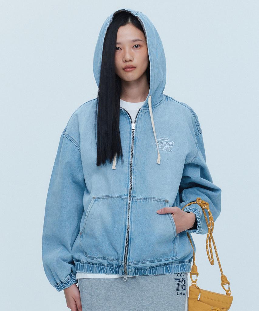 Outdoor Products Washed Denim Hooded Jumper (Light Blue)