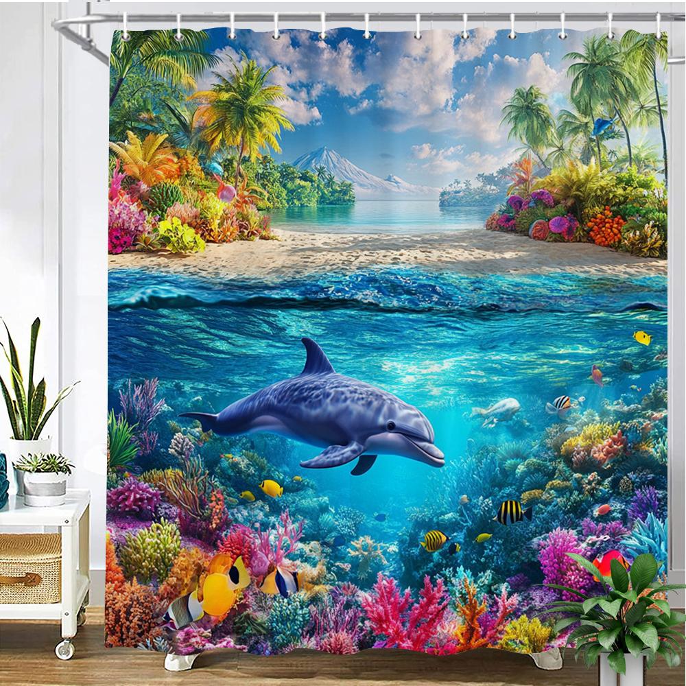sharks and turtles Sea Ocean style Shower Curtain Bath Curtain Printed Bathroom Curtains for Home decoration Curtain