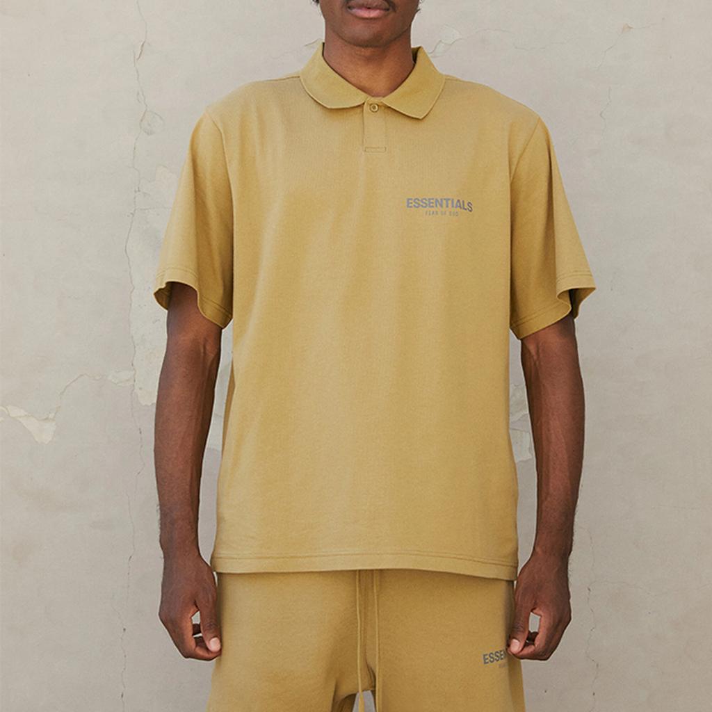 Fear of God Essentials Kurzarm-Polo mit einfarbigem Logo-Print Unisex-Oberteile Bernstein FOG-FW21-006
