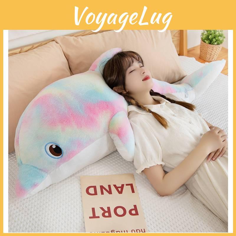 Regenbogen-Delfin-Stofftier mit Schlafkissen für Kinder zum Schlafengehen und Spielen