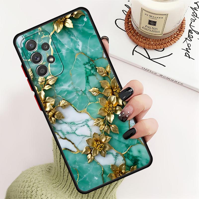 Flower Marble Phone Case for Samsung Galaxy A55 A54 A53 A52 A51 A13 A12 A35 A34 A33 A32 A71 A23 A21s Matte