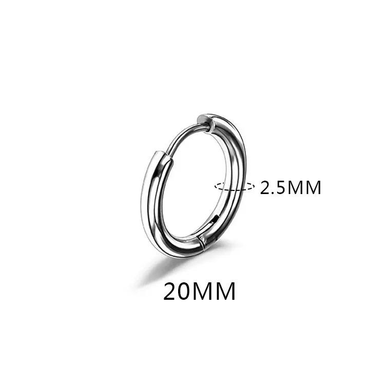 LATS 2024 New Simple Stainless Steel Small Hoop Earrings for Women Men 8mm To 20mm Round Cartilage Ear Piercing Fashion Zircon