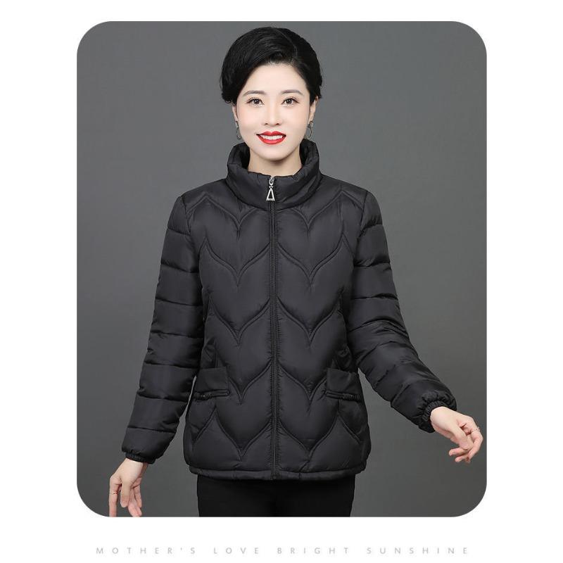Nejnovější dámské péřové bundy pro ženy středního věku a seniorky Podzimní a zimní Velké velikosti Bavlněné bundy Lehké a krátké bundy