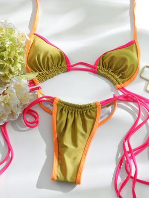 Costum de baie cu bandă Rinabe Costum de baie Femei Bikini triunghi Tanga micro Costume de baie Biquini sexy Beachwear brazilian