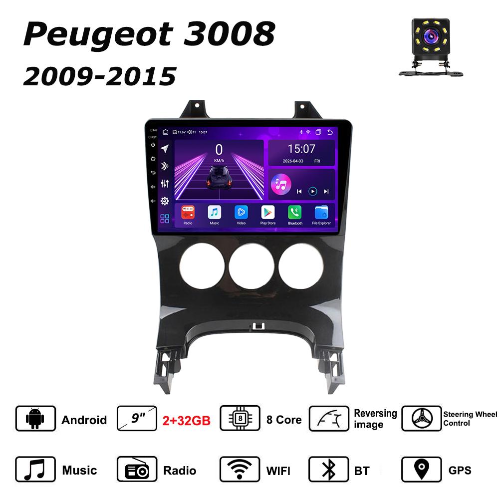 Android Car-Play Car Radio For Peugeot 3008 2009-2015 Multimedia Player Head Unit Stereo GPS Navigation BT WIFI,8 CORE ,2+32GB