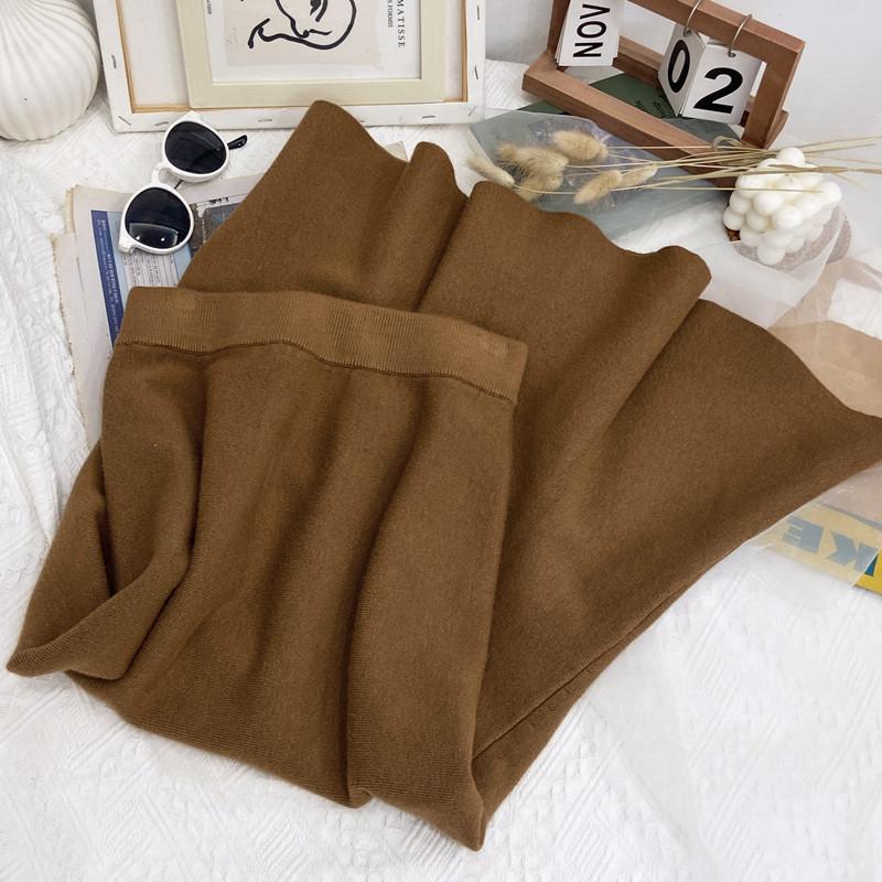 Mid To Long Knitted Fishtail Skirt for Women Autumn and Winter High Waist and Hip Hugging Skirt Half Skirt