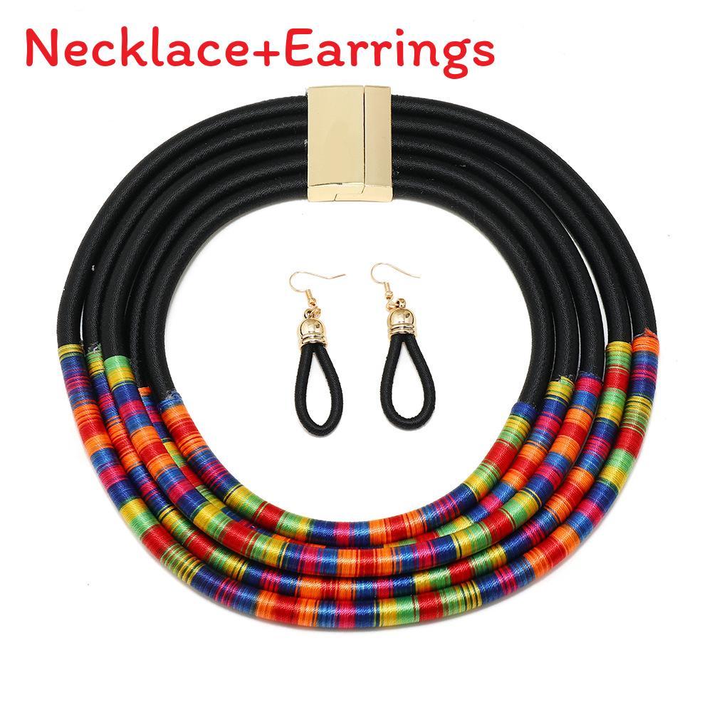 

Модный многослойный женский набор ожерелий и серег из бисера чёрный