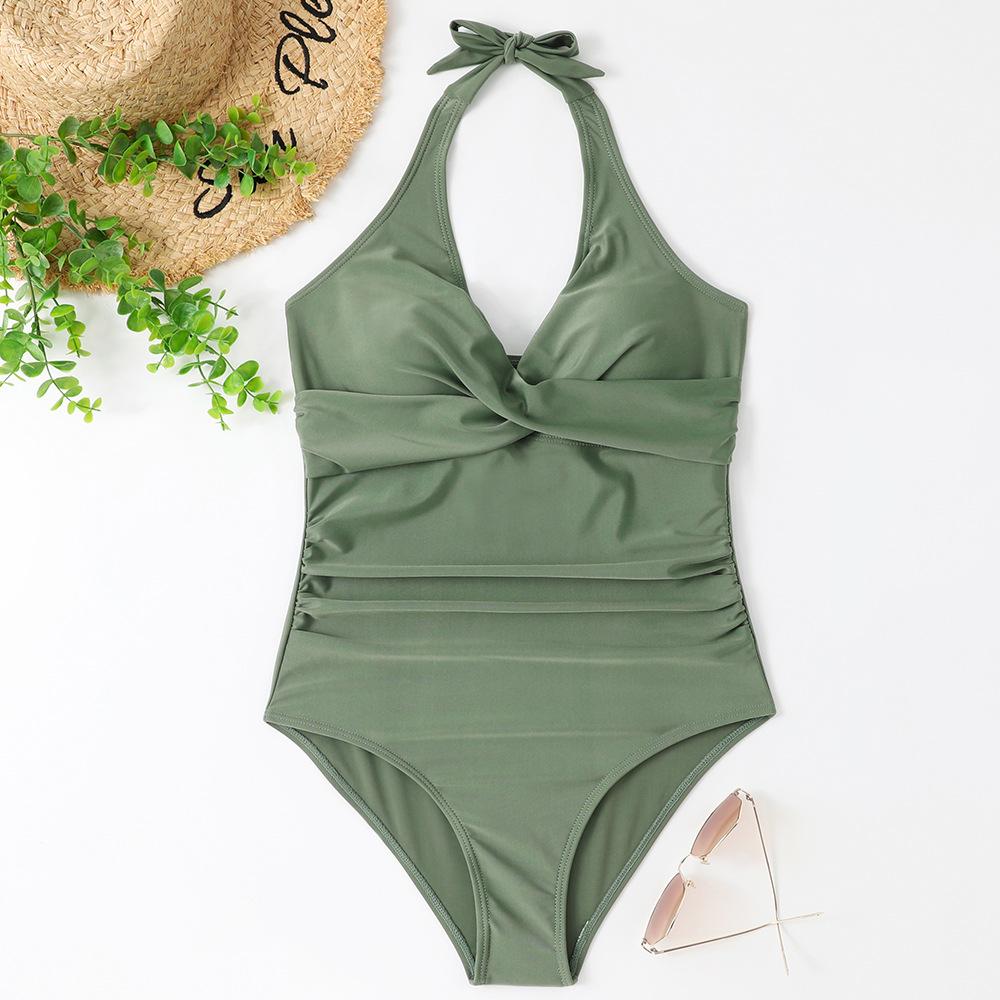 Women's Tight-fitting Backless Sexy Cross-color One-piece Swimsuit