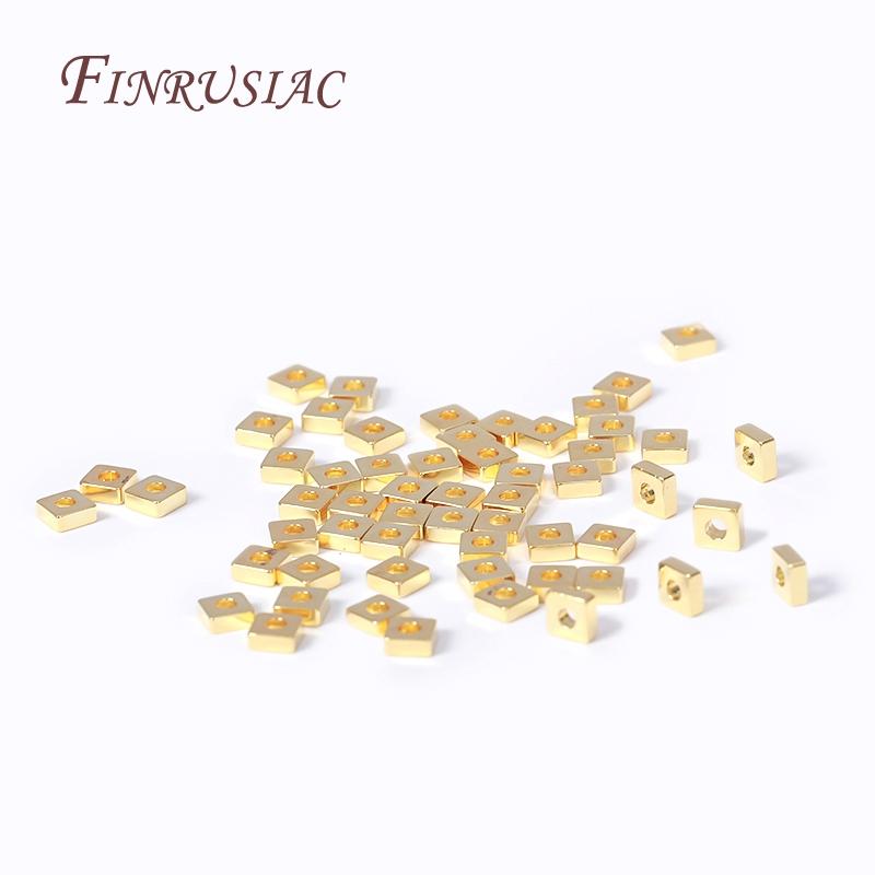 3MM 18K Gold Plated Flat Square Spacer Beads For Beading Separators,Handmade DIY Jewelry Making Accessories