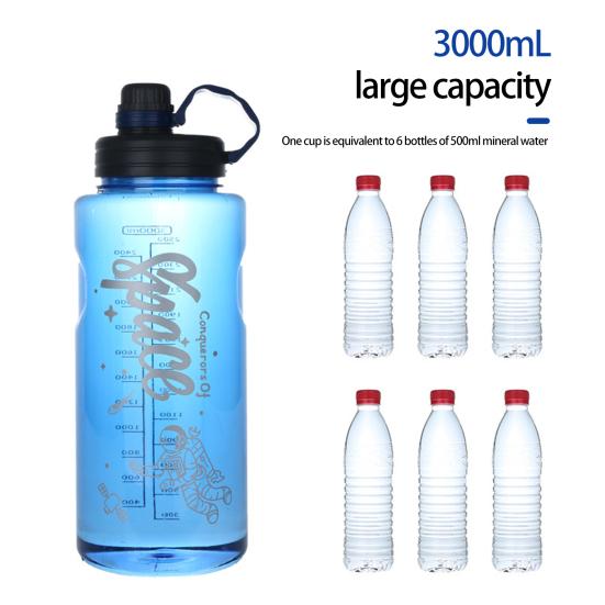 1100/1500/2000/3000ml Wasserflasche Hohe Kapazität Sturzsicher Hitzebeständig Wasserflasche Motivierende Sportwasserflasche für Outdoor