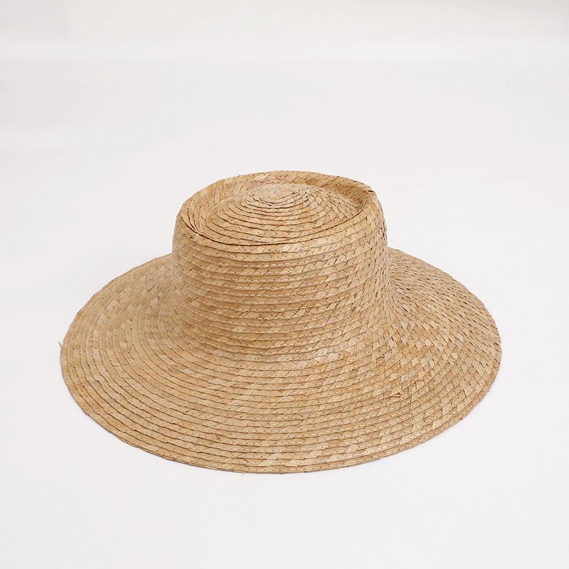 Concave Top Woven Straw Hat Summer Sunshade Sun Protection UV Protection Flat Edge Internet Celebrity Top Hat British Big Eave Hat