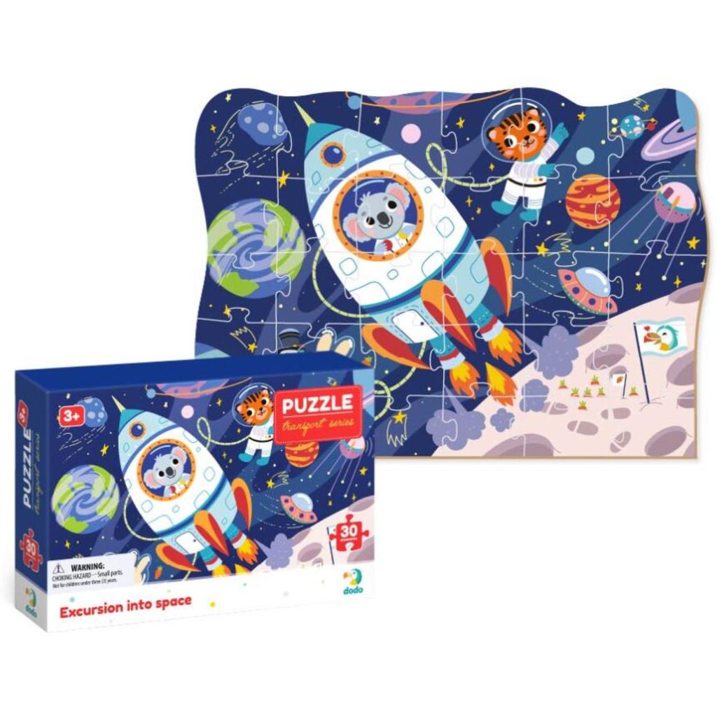 Puzzle Wyprawa W Kosmos 30 Elementów Kolorowa Układanka Dla Najmłodszych