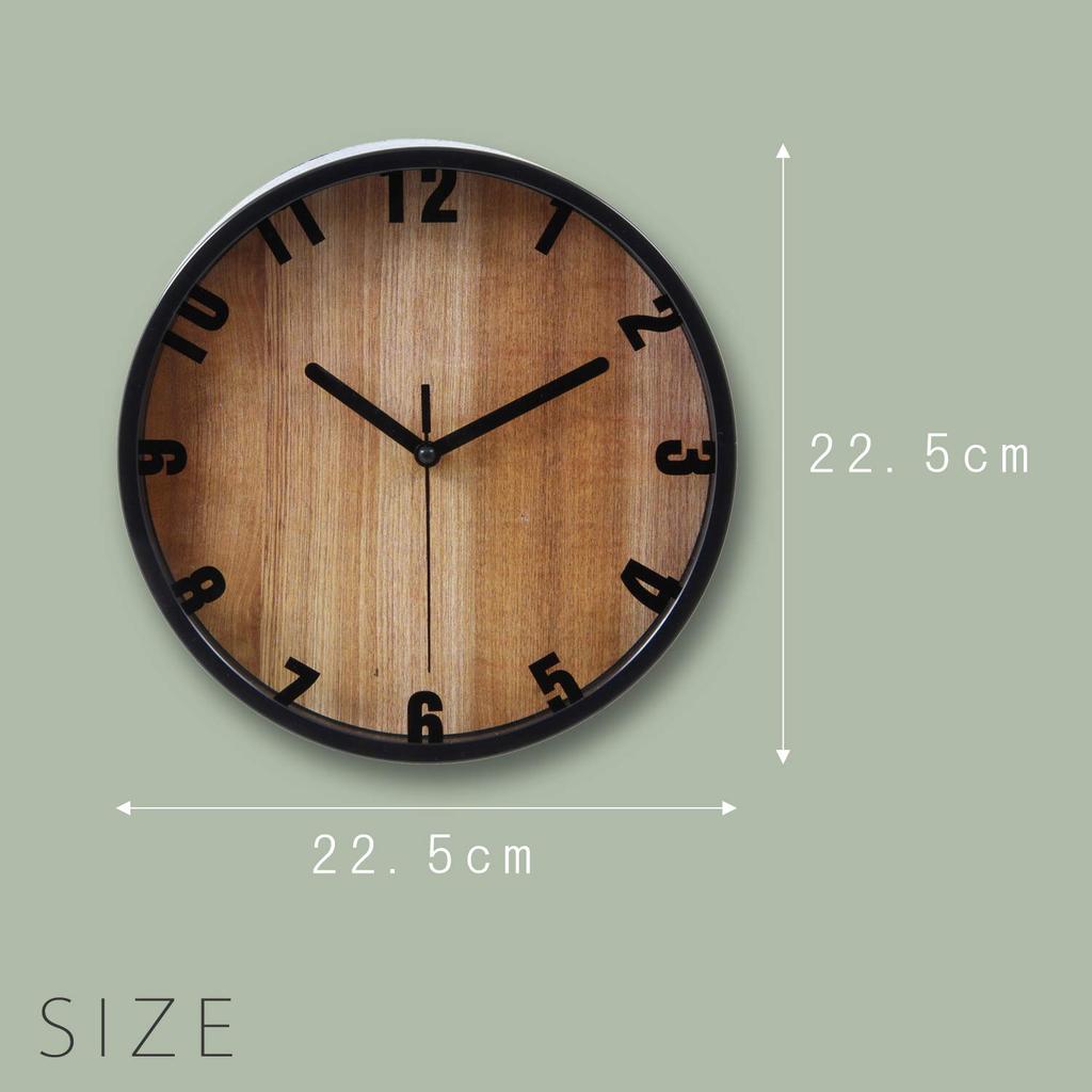 Fuji Boeki Wall Clock, 22cm Diameter, Black, Sweep, Continuous Second Hand, Silent, Branch, 99276