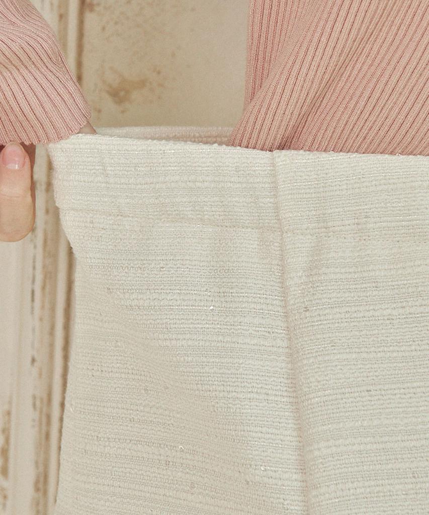 Micene Fancy Tweed Long Skirt Cream