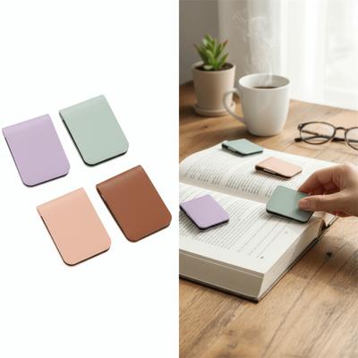 New Leather Magnetic Bookmark Diy Rectangle Shape Book Reading Tracker Elegant Magnetic Money Clip Book Reading