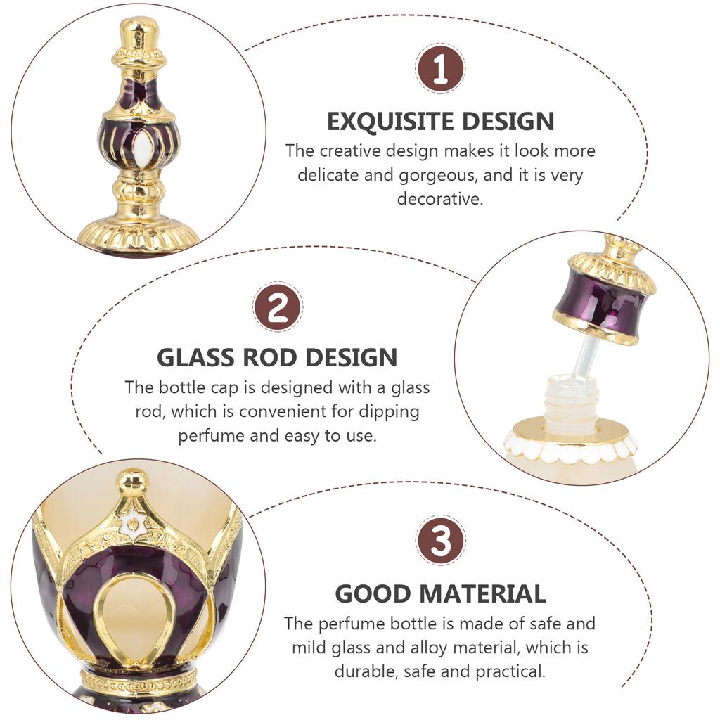 Decorative Glass Perfume Bottle Alloy Aroma Container Empty Refillable Essential Oil Diffuser Travel Sub Bottle Gift