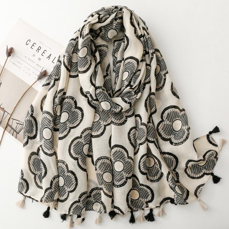 88*190Cm Luxury Women Long Viscose Scarf Bohemian Styles Paisley Pattern Cotton Linen Shawl Lady Tassel Muslim Hijab Wrap