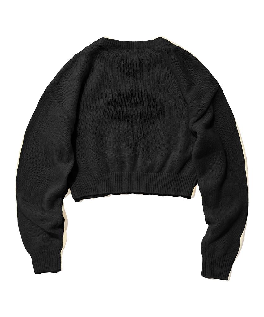 Seuweideu Mushroom Crop Knit Crewneck [Black]