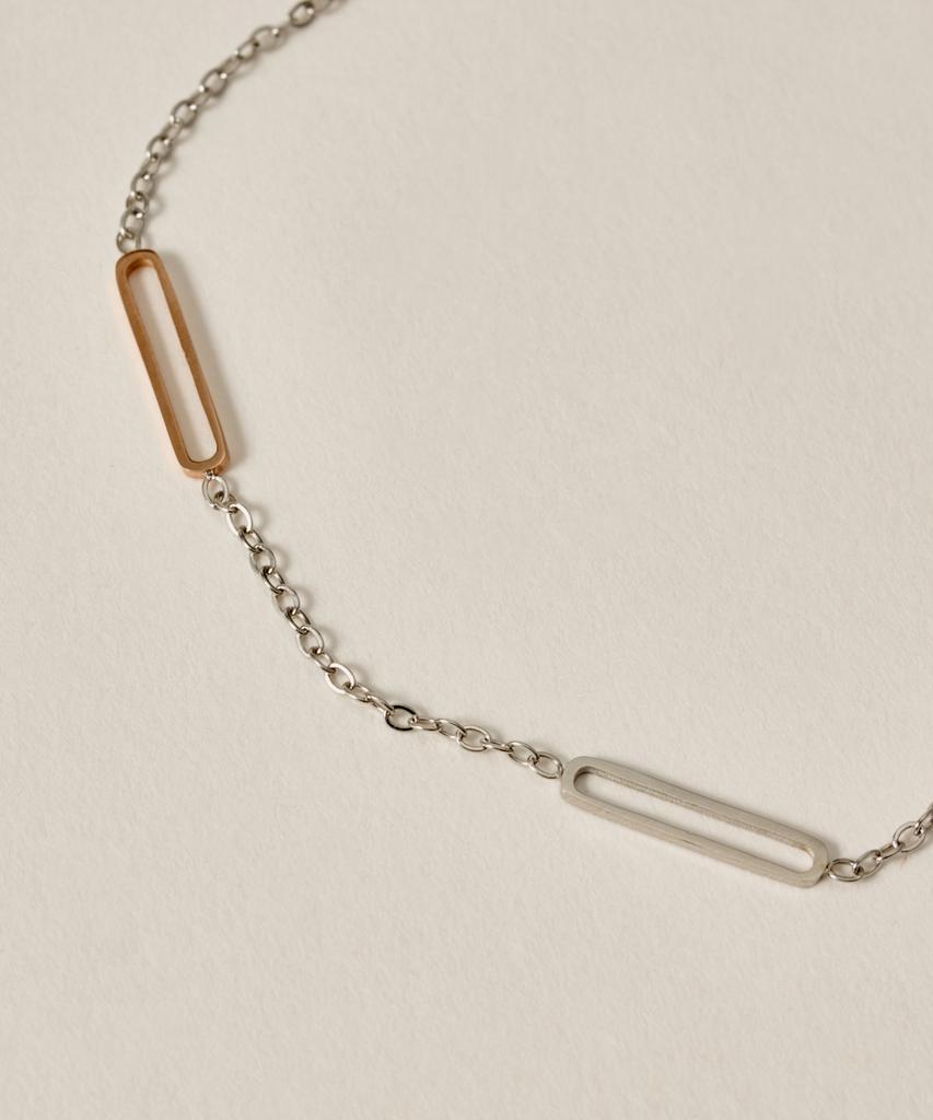 Novice Tokyo Two-Tone Oval Chain Anklet Bicolor Oval Chain Anklet [Stainless]