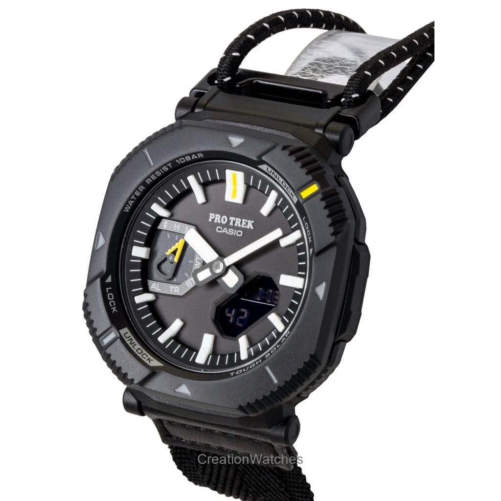 Casio Pro Trek Analog Digital Smartphone Link Fabric Strap Black Dial Solar PRJ-B001B-1 100M Men's Watch