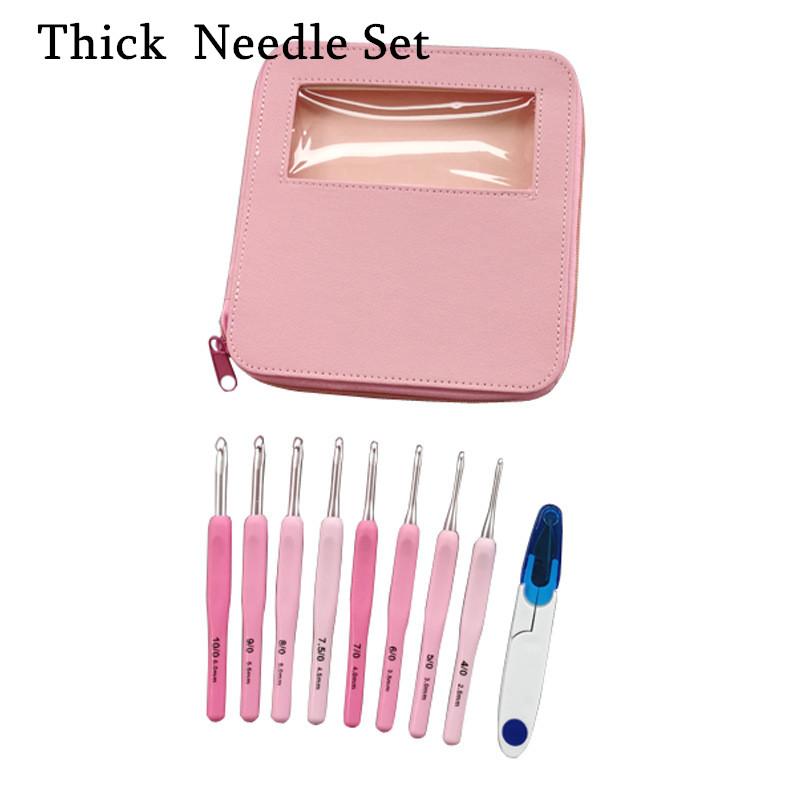 9pcs/set Handle Pink Crochet Hook Set Aluminum 1.0-10mm Knitting Needles Weave Craft Yarn Crochet Medium Roving Sewing Tools Kit