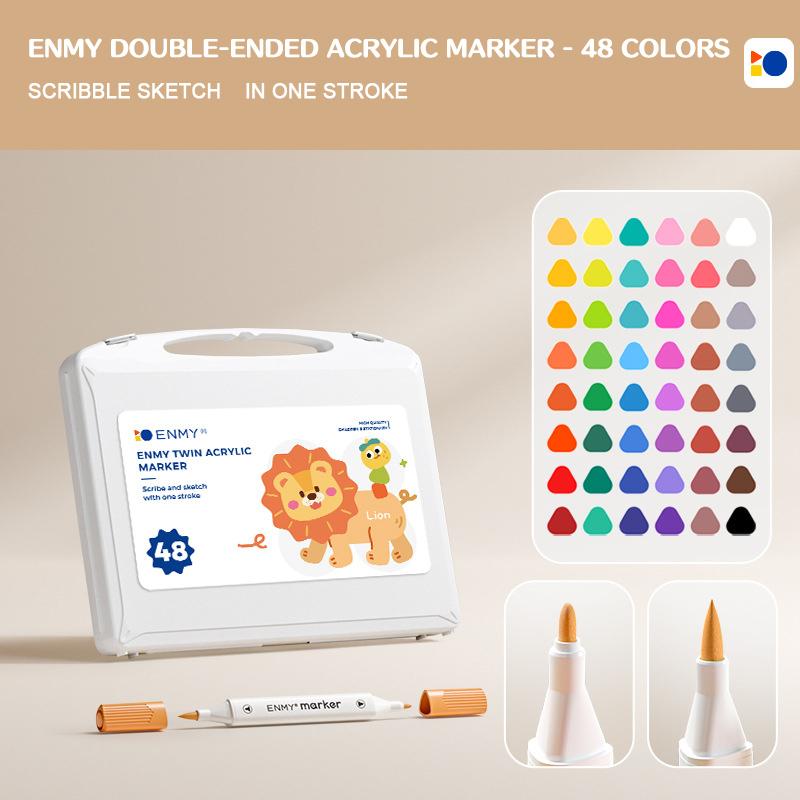ENMY Acryl Markers Dubbele Punt Sneldrogend Waterdicht Kleurrijke Markers Doe-het-zelf Enthousiastelingen 24/36/48/60/80 Kleuren Schilderbenodigdheden