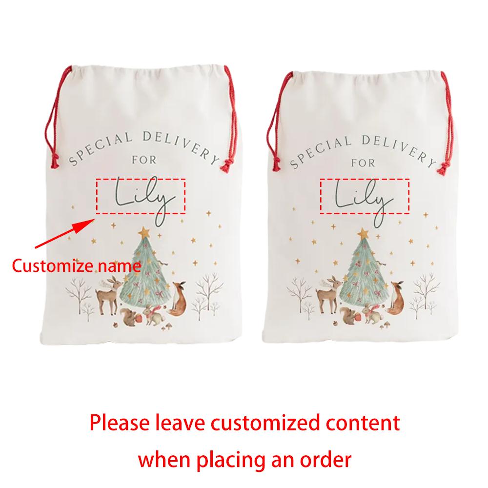 

Custom 2Pcs Santa Sack Christmas Present Sack Baby s First Christmas Special Delivery Xmas Eve Box Father Christmas Bag New Year 2pcs 30x40cm