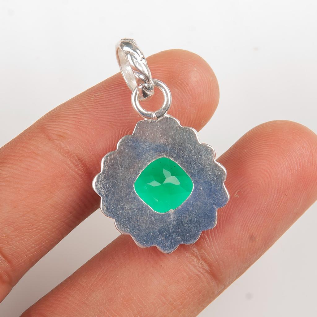 Chrome Diopside Gemstone 925 Sterling Silver Jewelry Handcrafted Pendant 1.37" PP-34-7