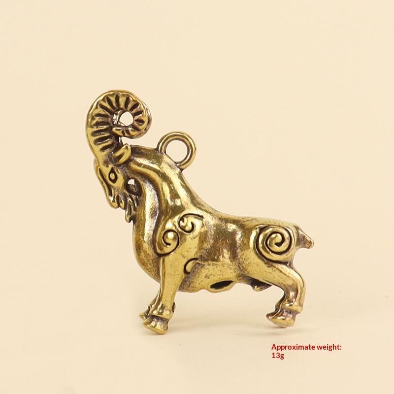 Scultura Capra dello Zodiaco Cinese Statuetta Pecora Statua Animale in Ottone Ornamento da Scrivania Ricchezza Fengshui Per Decorazione Casa