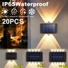 10 LED-Solar-Wandleuchte für den Außenbereich, wasserdicht, solarbetrieben, leuchtet nach oben und unten, beleuchtet Haus, Garten, Veranda, Hof, Dekoration