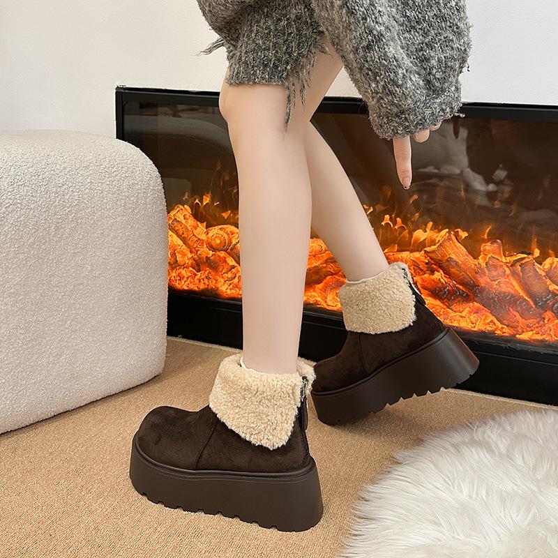 Women's thick bottom a footstool fashion winter lightweight warm anti cold snow boots non-slip casual sneakers cotton boots